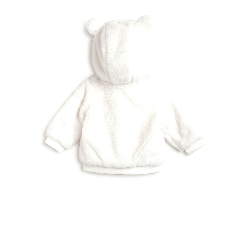 Faux Fur Front Open Cardigan with Hood image number 1